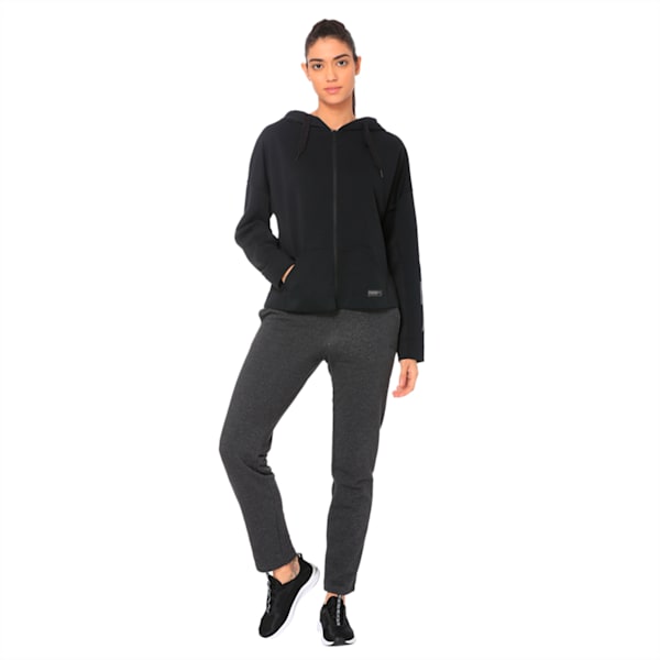 Fusion Women's Full Zip Hoodie, Cotton Black, extralarge-IND