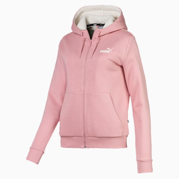 Essentials + Sherpa Women's Hooded Jacket, Bridal Rose, extralarge