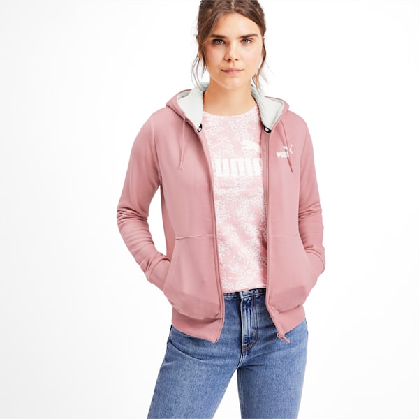 Essentials + Sherpa Women's Hooded Jacket, Bridal Rose, extralarge