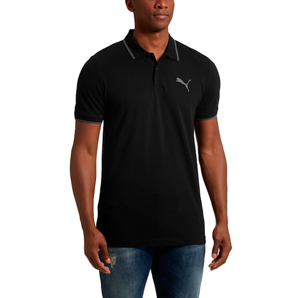 Modern Sports Polo Shirt, Cotton Black, extralarge
