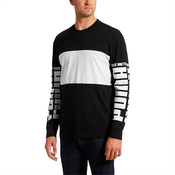 Rebel Up Raglan Long Sleeve Men's Tee, Cotton Black, extralarge