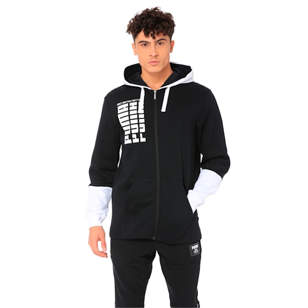 Rebel Up Fleece Full Zip Men's Hoodie, Cotton Black, extralarge-IND