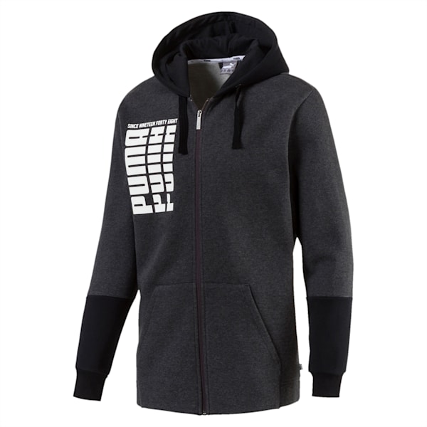 Rebel Up Fleece Full Zip Men's Hoodie, Cotton Black, extralarge-IND