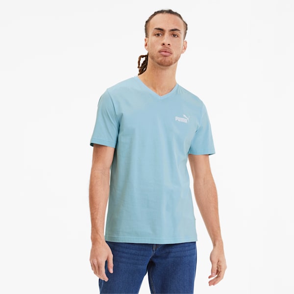 Essentials+ Men's V Neck Tee, Aquamarine, extralarge