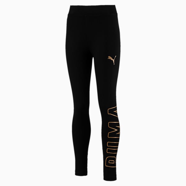 Black Puma Girls' Core Logo Leggings Junior