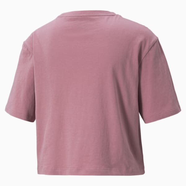 Essentials+ Cropped Women's Ribbed Crewneck T-Shirt, Foxglove, extralarge-AUS