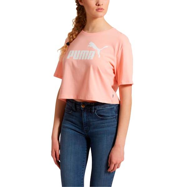 Women's Cropped Logo Tee, Peach Bud, extralarge