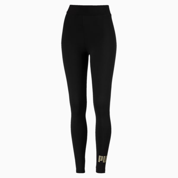 Essentials Women's Leggings, Cotton Black-Gold metallic, extralarge-IND