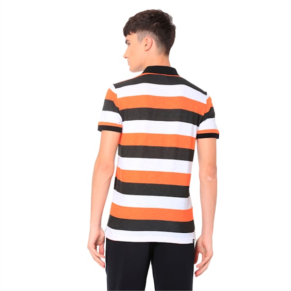 India Colorblock Stripe Polo, Firecracker Heather, extralarge-IND