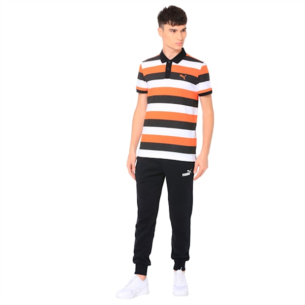 India Colorblock Stripe Polo, Firecracker Heather, extralarge-IND