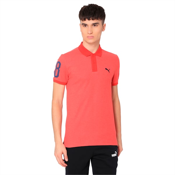 Contrast Heather Polo 48, Ribbon Red Heather