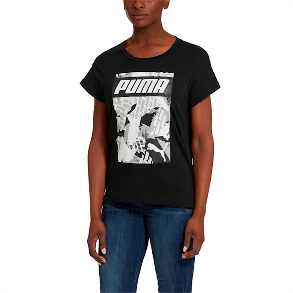 Modern Sports Women’s Graphic Tee, Cotton Black, extralarge