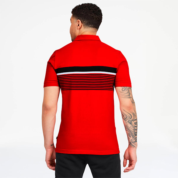 ESS+ Striped Men’s Polo, High Risk Red, extralarge
