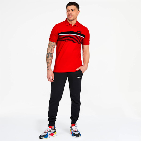 ESS+ Striped Men’s Polo, High Risk Red, extralarge