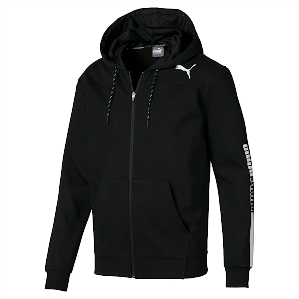 Modern Sports Hooded Men's Sweat Jacket, Puma Black, extralarge-IND