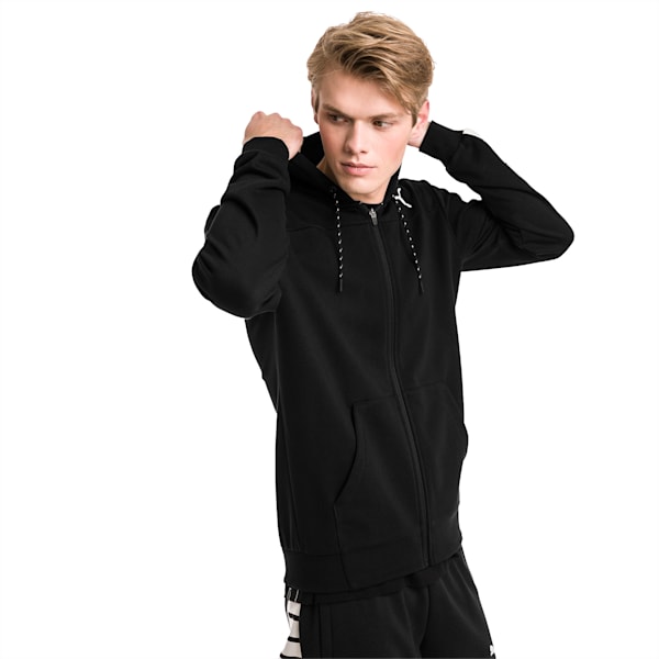 Modern Sports Hooded Men's Sweat Jacket, Puma Black, extralarge-IND