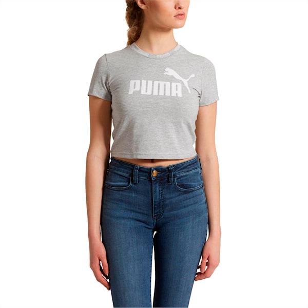 Amplified Women’s Cropped Tee, Light Gray Heather, extralarge