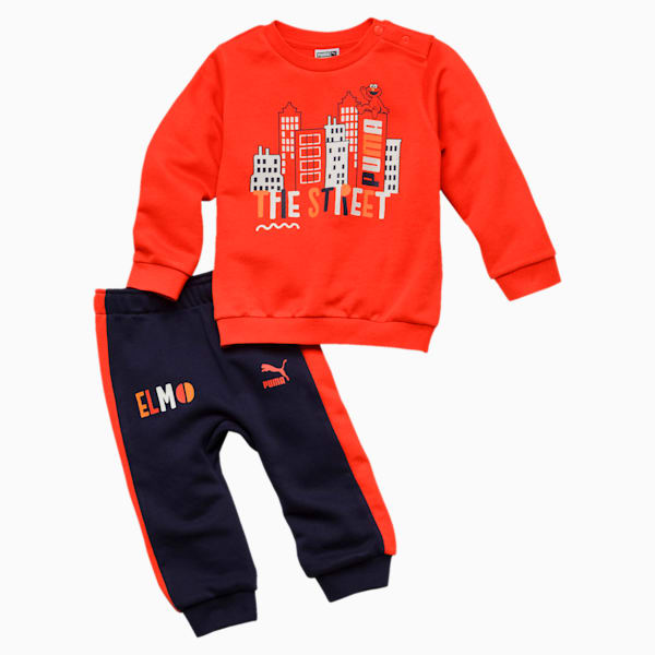 PUMA x SESAME STREET Infant + Toddler Crewneck Jogger Set, Cherry Tomato, extralarge