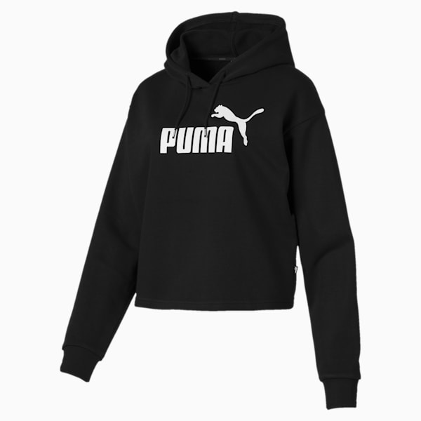 Essentials+ Women's Cropped Hoodie, Cotton Black, extralarge