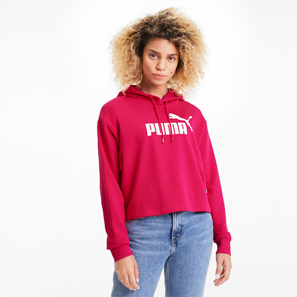 Essentials+ Women's Cropped Hoodie, BRIGHT ROSE, extralarge
