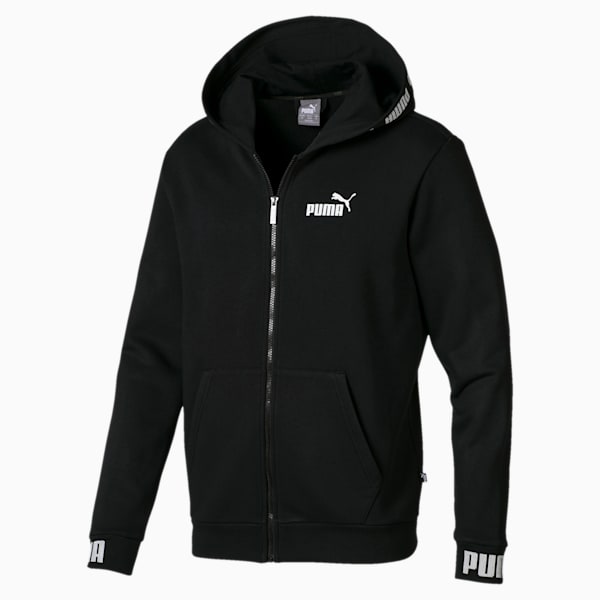 Amplified Hooded Men's Sweat Jacket, Cotton Black, extralarge-IND