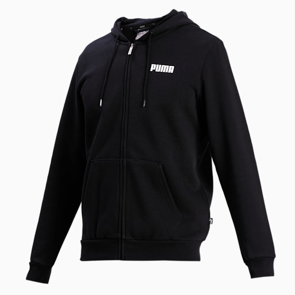 Essentials Full Zip Fleece Men's Hoodie, Cotton Black, extralarge-IND