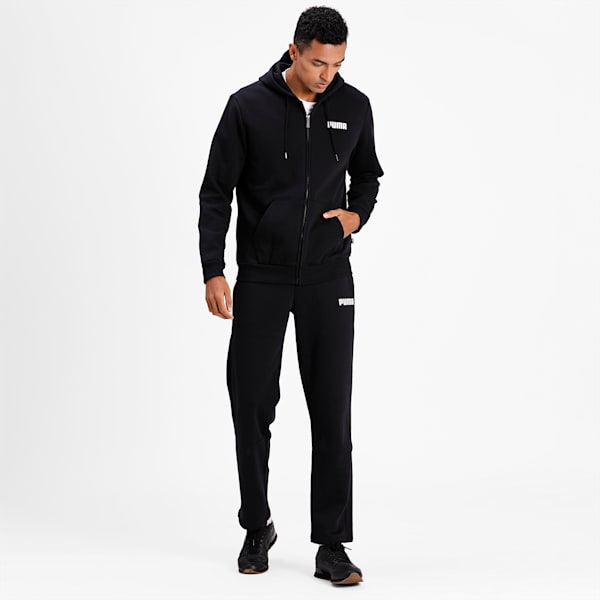 Essentials Full Zip Fleece Men's Hoodie, Cotton Black, extralarge-IND