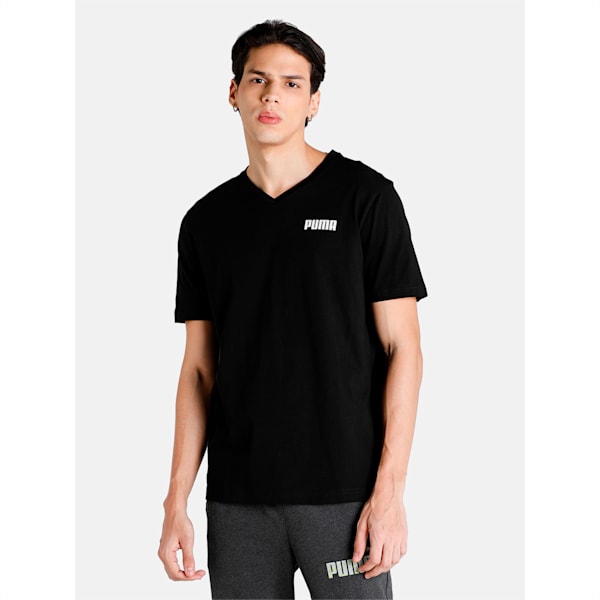 Elevated Essential V-Neck Men's T-Shirt, Cotton Black, extralarge-IND