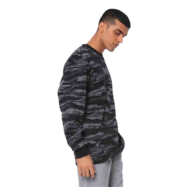 Camo Crew Men's Sweatshirt, Cotton Black-Black, extralarge-IND