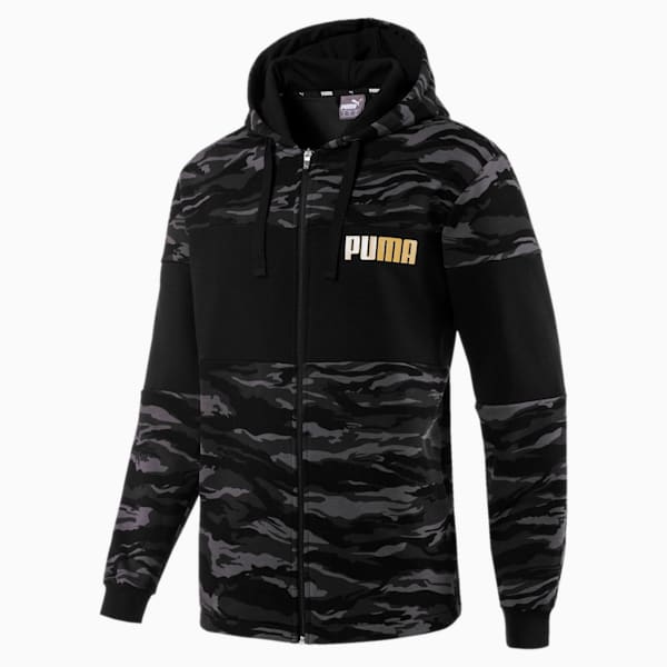 Camo FZ Hoody FL., Cotton Black-Gold, extralarge-IND