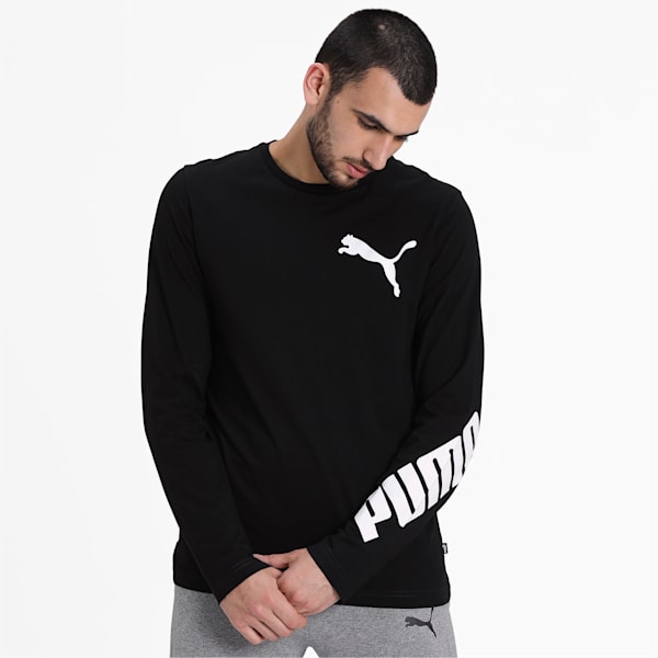 PUMA Logo Men’s Pullover Sweatshirt, Cotton Black, extralarge-IND