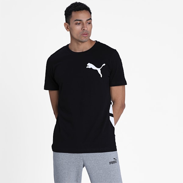 Oversized Logo Men's T-shirt, Cotton Black, extralarge-IND