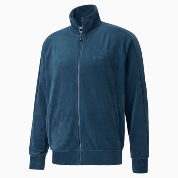 Iconic T7 Velour Regular Fit Men's Track Jacket, Intense Blue, extralarge-IND