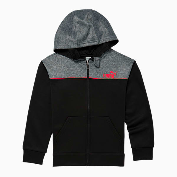 Black puma zip up hoodie discount