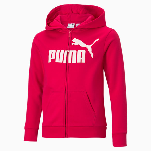 No.1 Logo Girls' Fleece Zip Up Hoodie JR, BRIGHT ROSE, extralarge
