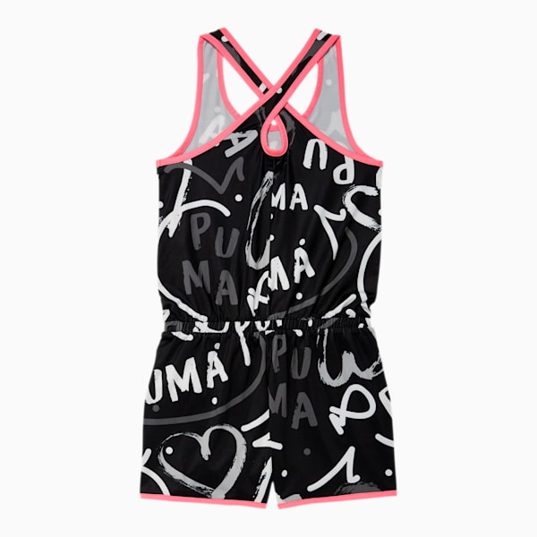 Alpha Girls' AOP Racerback Romper JR, PUMA BLACK, extralarge