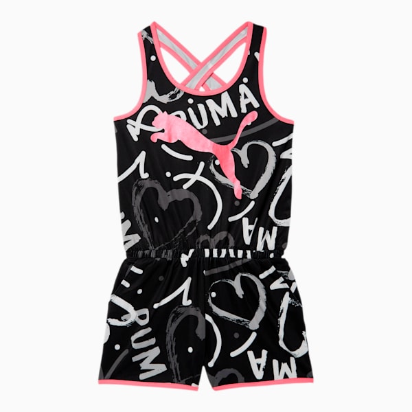 Alpha Girls' AOP Racerback Romper JR, PUMA BLACK, extralarge