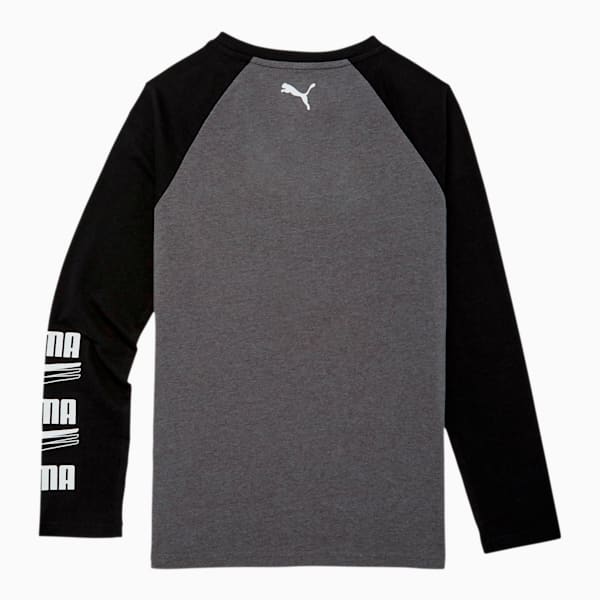 Rebel Block Kids' Raglan Long Sleeve Tee JR, CHARCOAL HEATHER, extralarge