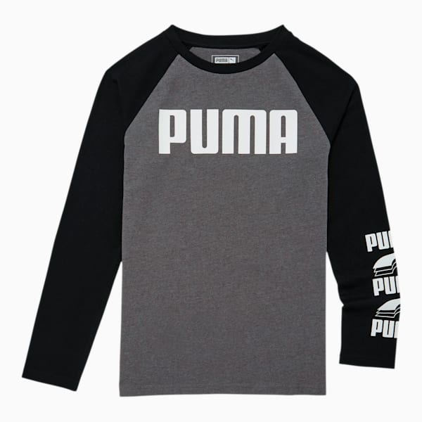 Rebel Block Kids' Raglan Long Sleeve Tee JR, CHARCOAL HEATHER, extralarge