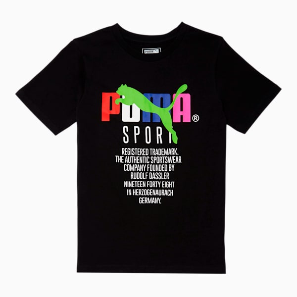 Tailored for Sport Boys' Graphic Tee JR, PUMA BLACK, extralarge