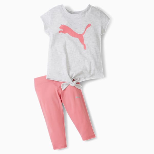 Tie Front Tee + Capri Legging Infant + Toddler Set, WHITE HEATHER, extralarge