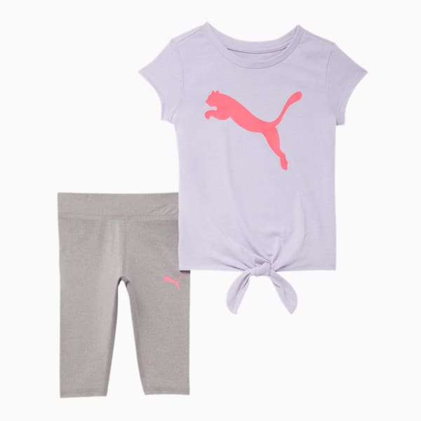 Tie Front Tee + Capri Legging Infant + Toddler Set, PURPLE HEATHER, extralarge