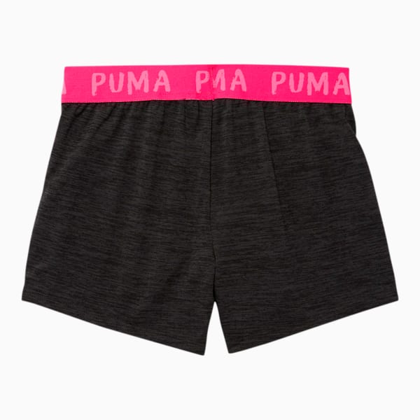 Alpha Girls' Space-Dyed Jacquard Waistband Shorts JR, BLACK HEATHER, extralarge