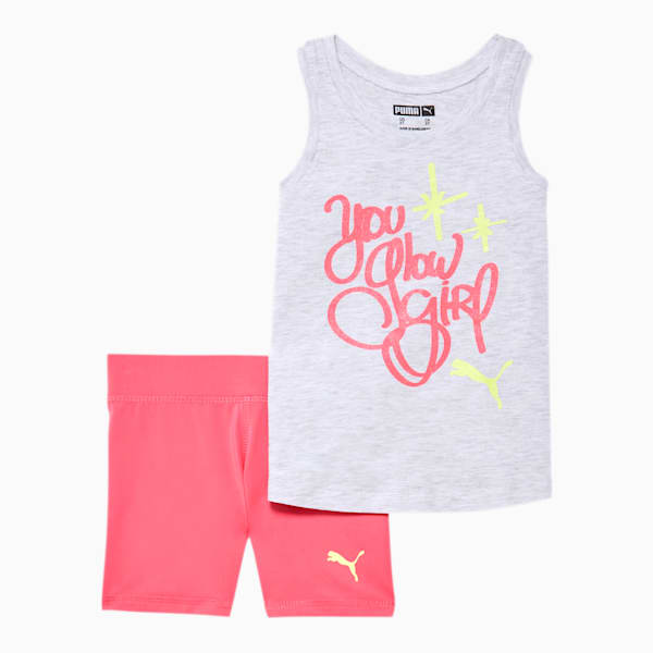 Studio Infant + Toddler Tank + Biker Short Set, WHITE HEATHER, extralarge