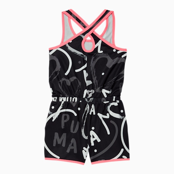 Alpha Little Kids' AOP Racerback Romper, PUMA BLACK, extralarge