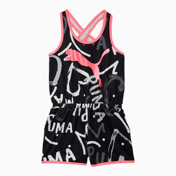 Alpha Little Kids' AOP Racerback Romper, PUMA BLACK, extralarge