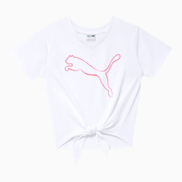 Stay Bold Little Kids' Tie Front Fashion Tee, PUMA WHITE, extralarge