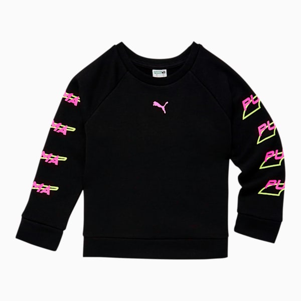 Evide Little Kids' Fleece Crewneck Pullover, PUMA BLACK, extralarge
