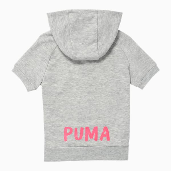 Alpha Little Kids' Short Sleeve Zip Up Hoodie, LT HEATHER GREY, extralarge