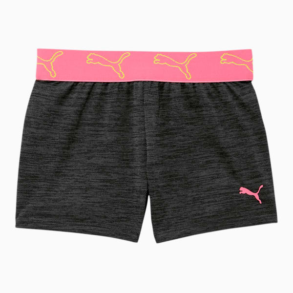 Stay Bold Little Kids' Space Dyed Jacquard Waistband Shorts, BLACK HEATHER, extralarge